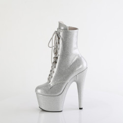 Pleaser ADORE-1020GP Silver Glitter Patent Ankle Boots