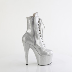 Pleaser ADORE-1020GP Silver Glitter Patent Ankle Boots