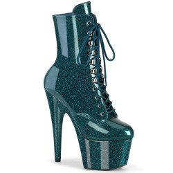 Pleaser ADORE-1020GP Teal Glitter Patent Ankle Boots