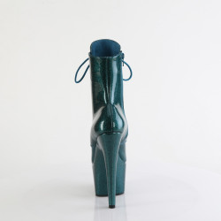 Pleaser ADORE-1020GP Teal Glitter Patent Ankle Boots
