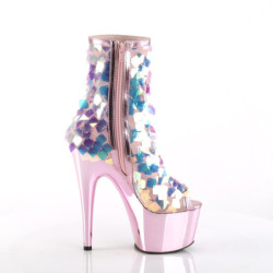 Pleaser ADORE-1031SSQ Patent Sequin Rose Metallic Chrom