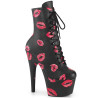 Pleaser ADORE-1020KISSES Black Vegan Leather Ankle Boots