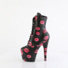 Pleaser ADORE-1020KISSES Black Vegan Leather Ankle Boots