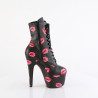 Pleaser ADORE-1020KISSES Black Vegan Leather Ankle Boots