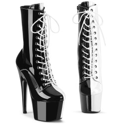 Pleaser ADORE-1040TT Black White Patent Ankle Boots