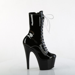 Pleaser ADORE-1040TT Black White Patent Ankle Boots