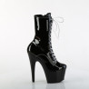 Pleaser ADORE-1040TT Black White Patent Ankle Boots