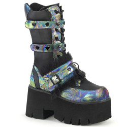 Demonia ASHES-120 Black Green Chunky Women Shoes