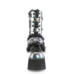 Demonia ASHES-120 Black Green Chunky Women Shoes
