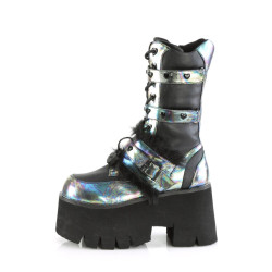 Demonia ASHES-120 Black Green Chunky Women Shoes