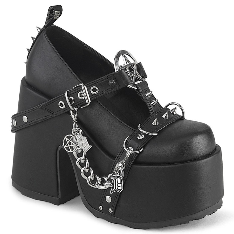 Demonia CAMEL-33 Black Vegan T-Strap Chunky Shoes Demonia CAMEL-33 Black Vegan T-Strap Chunky Shoes