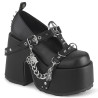 Demonia CAMEL-33 Black Vegan T-Strap Chunky Shoes