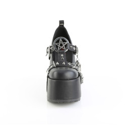 Demonia CAMEL-33 Black Vegan T-Strap Chunky Shoes
