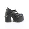 Demonia CAMEL-33 Black Vegan T-Strap Chunky Shoes