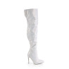 Pleaser COURTLY-3015 White Glitter Stiletto Thigh Boots