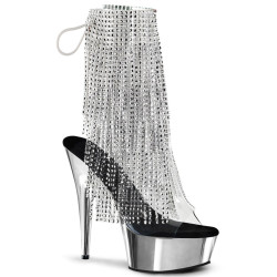Pleaser DELIGHT-1017RSF Transparent Silver Chrome Boots
