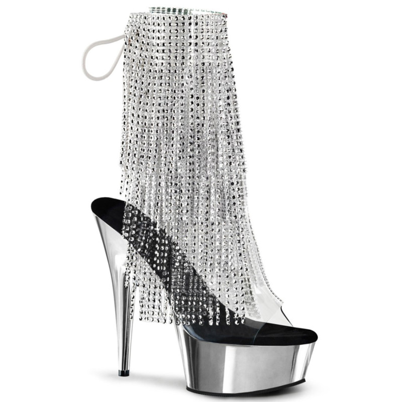 Pleaser DELIGHT-1017RSF Transparent Silver Chrome Boots Pleaser DELIGHT-1017RSF Transparent Silver Chrome Boots