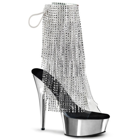 Pleaser DELIGHT-1017RSF Transparent Silver Chrome Boots