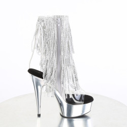 Pleaser DELIGHT-1017RSF Transparent Silver Chrome Boots