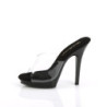 Fabulicious LIP-101 Transparent Black Mules Women