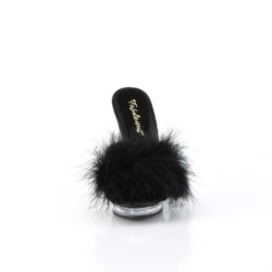 Fabulicious LIP-101-8 Black Satin Transparent Mules