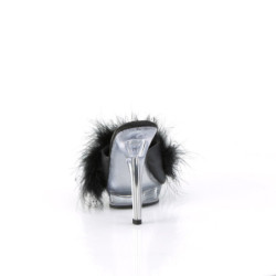 Fabulicious LIP-101-8 Black Satin Transparent Mules