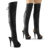 Pleaser DELIGHT-3019 Black Laced Thigh High Boots