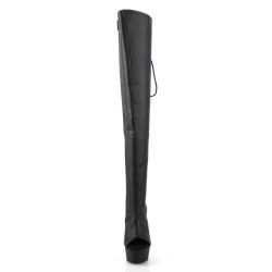 Pleaser DELIGHT-3019 Black Laced Thigh High Boots