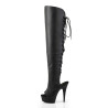 Pleaser DELIGHT-3019 Black Laced Thigh High Boots