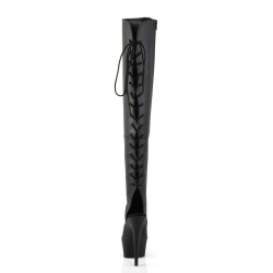 Pleaser DELIGHT-3019 Black Laced Thigh High Boots