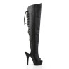 Pleaser DELIGHT-3019 Black Laced Thigh High Boots