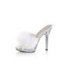 Fabulicious LIP-101-8 White Satin Transparent Mules