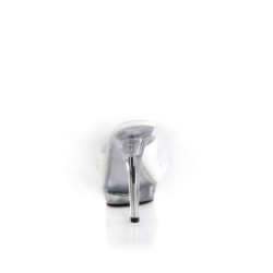 Fabulicious LIP-101-8 White Satin Transparent Mules