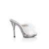 Fabulicious LIP-101-8 White Satin Transparent Mules
