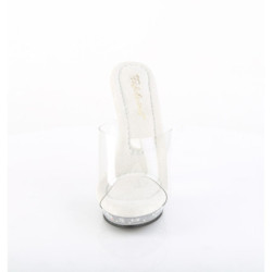 Fabulicious LIP-101CAS Transparent Silver Strass Mules