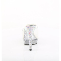 Fabulicious LIP-101CAS Transparent Silver Strass Mules