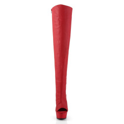 Pleaser DELIGHT-3019 Red Laced Thigh High Boots