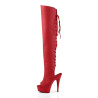 Pleaser DELIGHT-3019 Red Laced Thigh High Boots