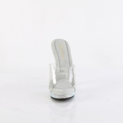 Fabulicious LIP-101DM Transparent Silver Strass Mules