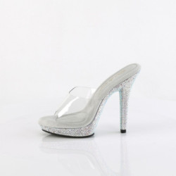 Fabulicious LIP-101DM Transparent Silver Strass Mules