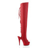 Pleaser DELIGHT-3019 Red Laced Thigh High Boots