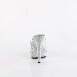 Fabulicious LIP-101DM Transparent Silver Strass Mules