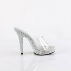 Fabulicious LIP-101DM Transparent Silver Strass Mules