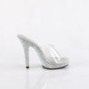 Fabulicious LIP-101DM Transparent Silver Strass Mules
