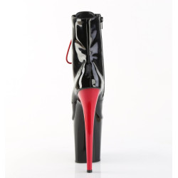 Pleaser FLAMINGO-1020 Black Patent Black-Red Ankle Boots