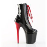 Pleaser FLAMINGO-1020 Black Patent Black-Red Ankle Boots