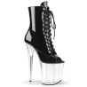 Pleaser FLAMINGO-1021 Black Patent Transparent Boots