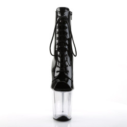 Pleaser FLAMINGO-1021 Black Patent Transparent Boots