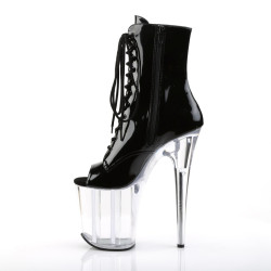 Pleaser FLAMINGO-1021 Black Patent Transparent Boots