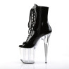 Pleaser FLAMINGO-1021 Black Patent Transparent Boots